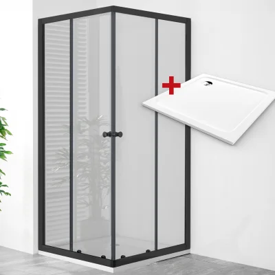 POINT BLACK ROCKY 80x80 Clear Štvorcový sprchovací kút s mramorovou vaničkou